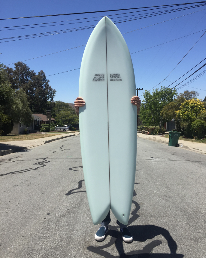 Custom classic fish surfboard by shaper Shea Somma of San Luis Obispo California.