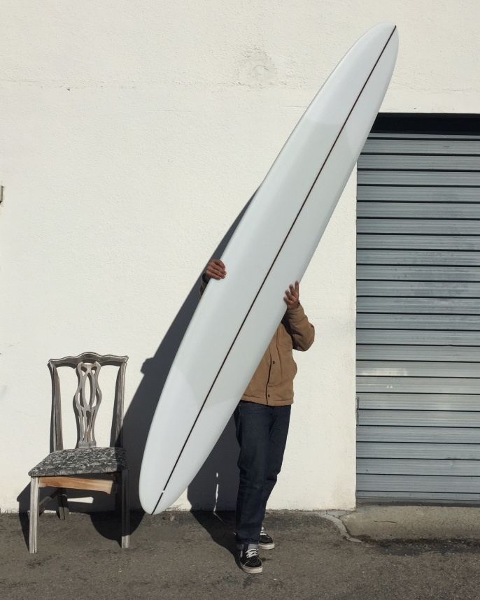 Custom longboard surfboard pig style shape by Shea Somma, Central California Shapes